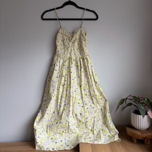 Yellow Floral Smocked Bodice Sundress